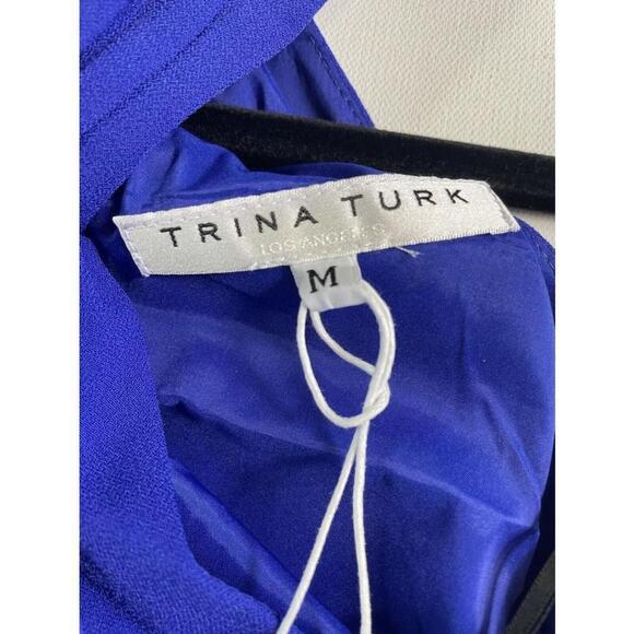 Trina Turk Women’s Dress Medium Verge Shift Bow tie Halter Dress Blue Lined - Picture 11 of 14
